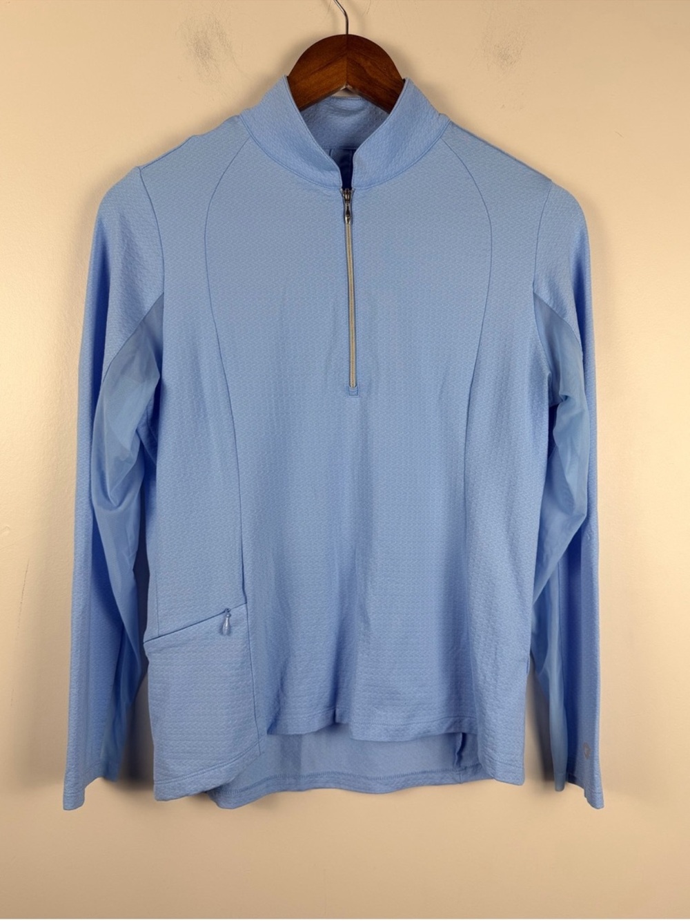 IBKUL Sun Protective UPF 50+ Cooling Solid UMORFIL Long Sleeve Zip Mock Neck S